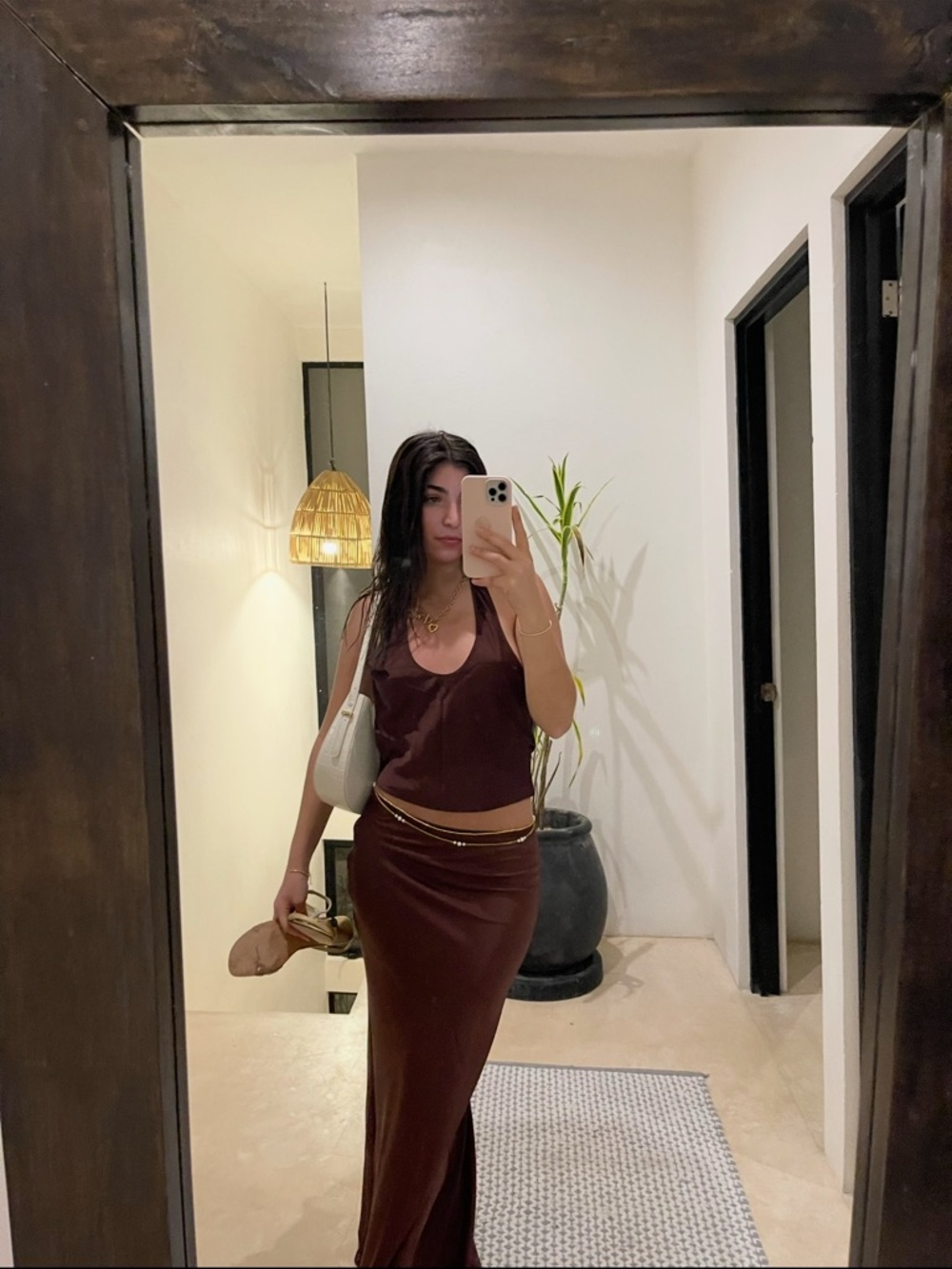 Chocolate Brown Silk Skirt- lioness